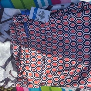 J. McLaughlin XS Hexagon print pants in coral/navy/white. Jersey material.